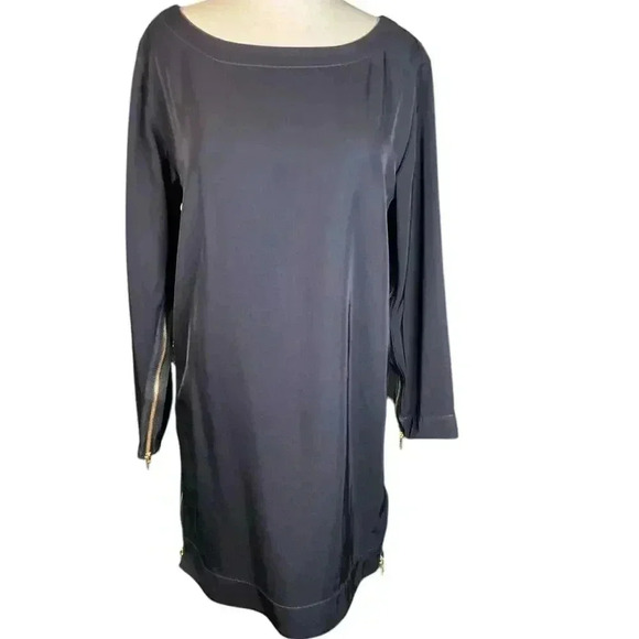 Mark By Mark Jacobs Navy Blue Clark Zipper 100% Triacetate Dress Size Medium - Picture 4 of 13